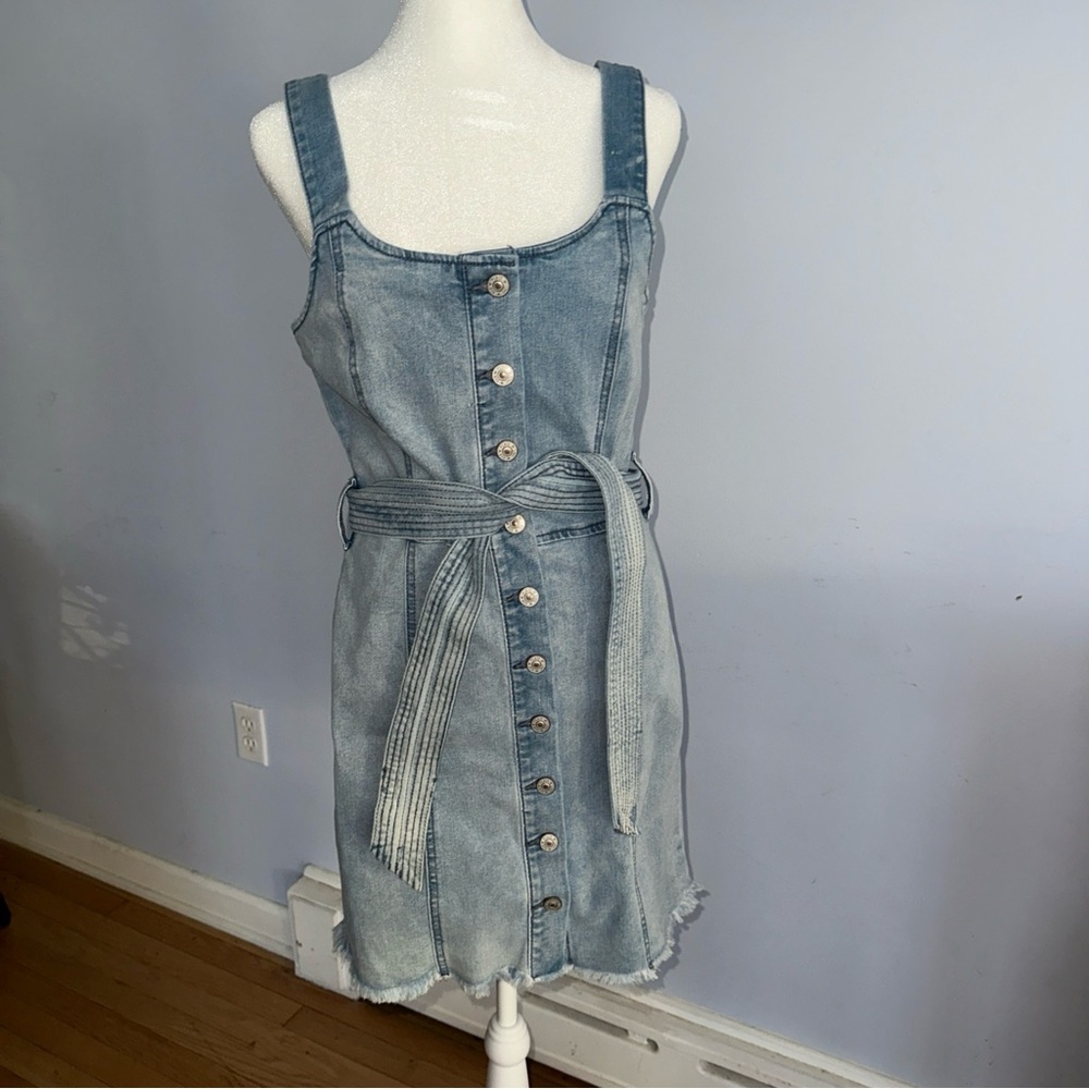 Peace Love World Light Blue Denim Mini Dress